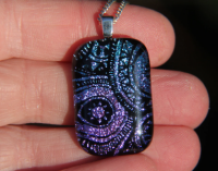 Pink to blue dichroic glass sundial pendant