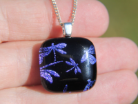 Purple dichroic dragonfly small pendant