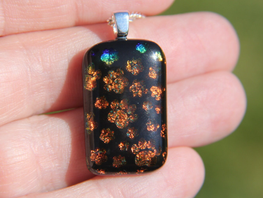 Paw print dichroic glass pendant
