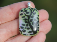 Green branches dichroic glass  pendant