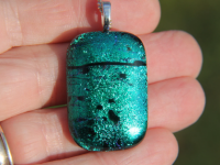 Emerald green dichroic glass pendant