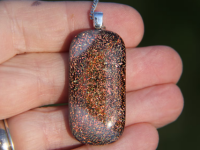 Long Red dichroic crinkle glass pendant,