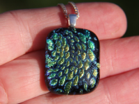 Gold to blue dichroic glass pendant