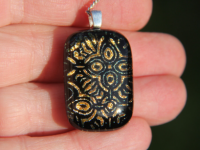 Copper dichroic glass pendant, dichroic glass necklace, fused glass,  Art Nouveau necklace,