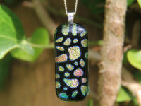 Long stone pattern dichroic glass pendant