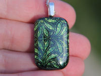 Green botanical dichroic glass pendant