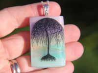 Willow tree landscape dichroic pendant,