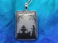 Princess and the Frog fused glass iridescent pendant,