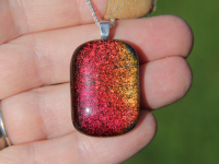 Red and gold dichroic glass pendant