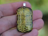 Gold snake skin dichroic glass pendant