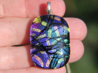 Purple, gold and pink sprinkles dichroic glass pendant
