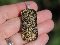 Gold long dichroic glass pendant
