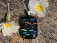 Rainbow fish dichroic glass pendant