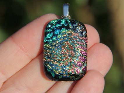 Rainbow scale dichroic glass pendant