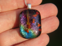 Rainbow dichroic glass pendant, Mardi Gras