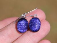 Dark Blue dichroic drop earrings
