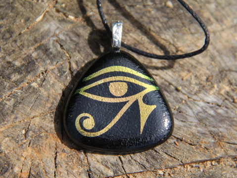 Eye of Horus gold dichroic glass pendant,