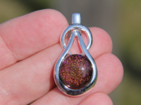 Dichroic red glass pendant, dichroic knot pendant