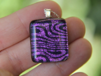 Purple dichroic glass wavy line pendant