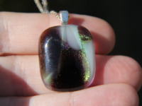 Purple, white and green dichroic glass pendant