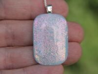 Pink to orange dichroic  glass pendant,