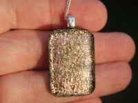 Pale pink dichroic crinkle glass pendant