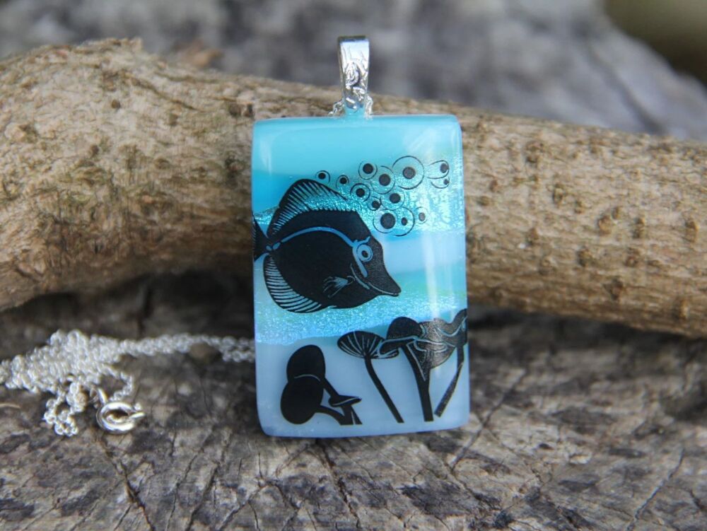 Tropical fish landscape dichroic pendant