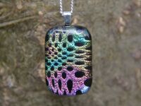 Pastel rainbow spots dichroic glass pendant