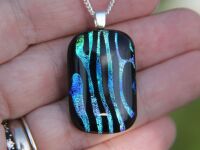 Rainbow streaks dichroic glass pendant