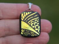 Reversible gold orange dichroic glass pendant