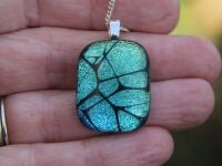 Green to blue bubble dichroic glass pendant