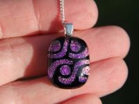 Small pink swirl dichroic glass  pendant