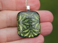 Gold botanical dichroic glass pendant