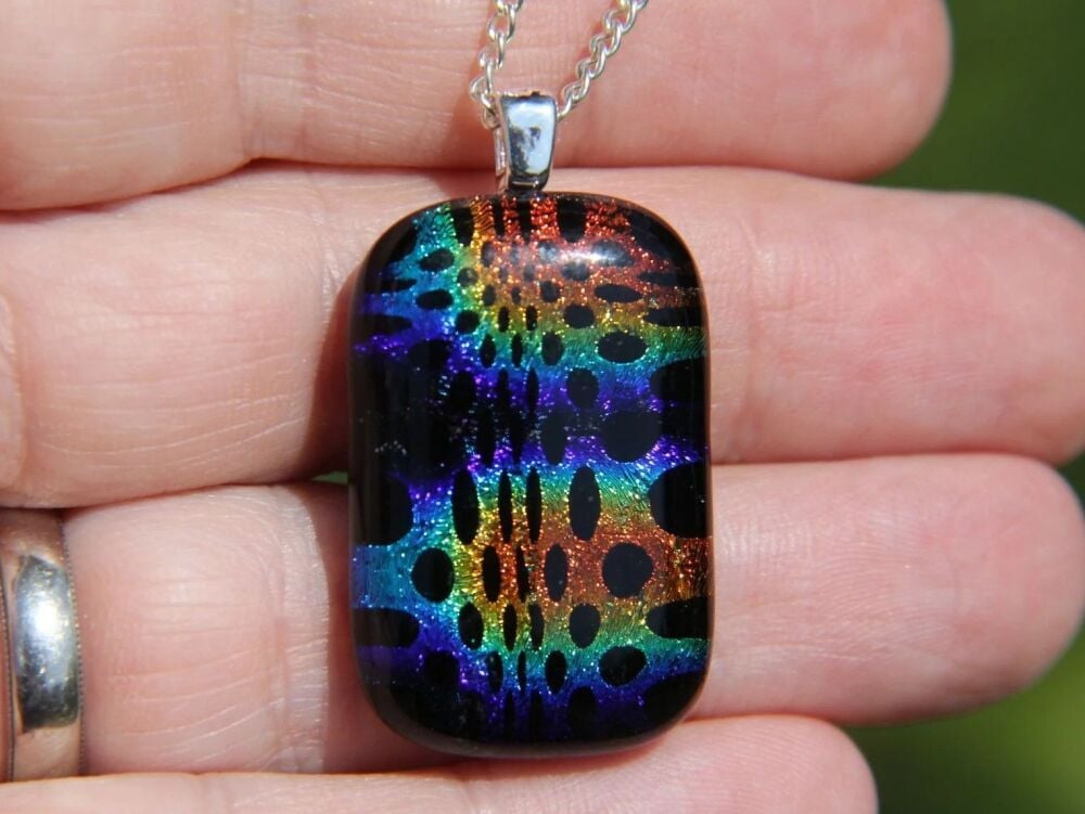 Rainbow spots dichroic glass pendant