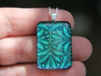 Green botanical dichroic glass pendant