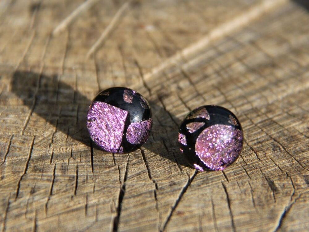 Pale Pink dichroic stud earrings