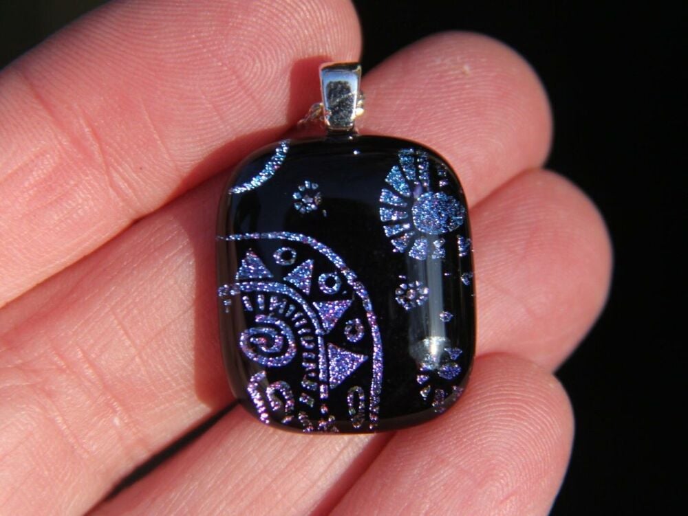 Pink to blue sun dichroic glass  pendant