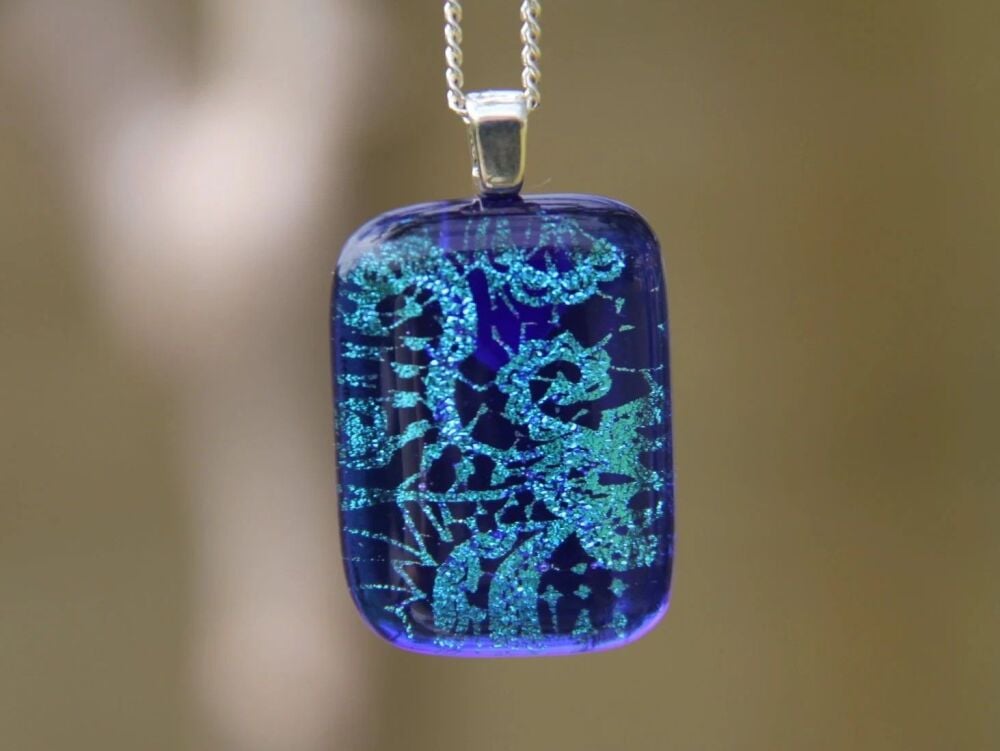 Blue Lace dichroic glass pendant