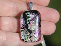 Rainbow butterfly dichroic glass pendant