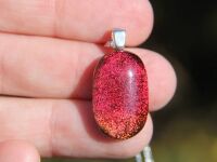 Small red drop dichroic glass pendant