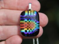 Rainbow streaks dichroic glass pendant