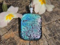 Pastel flower dichroic glass pendant