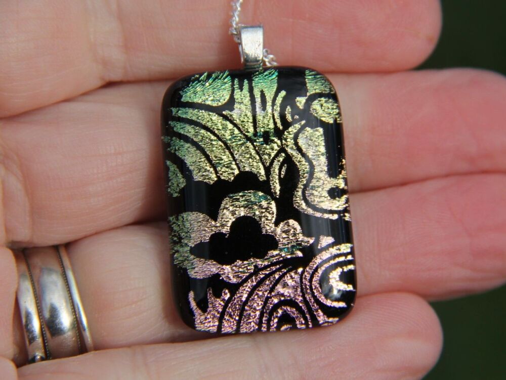 Sky dichroic gold and pink glass  pendant