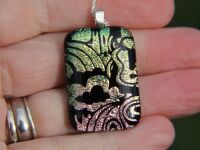 Sky dichroic gold and pink glass  pendant