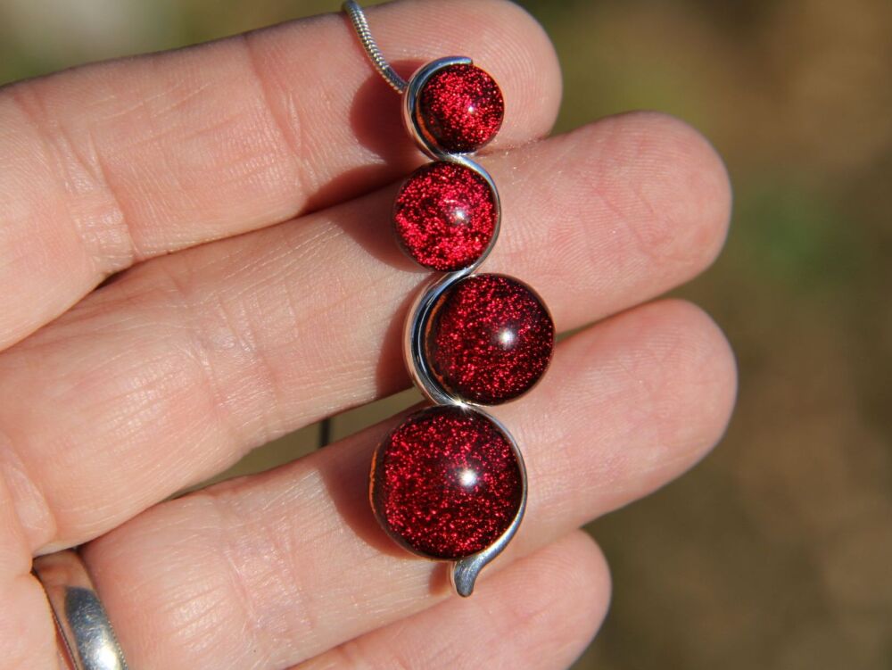 Ruby red dichroic glass  snake pendant