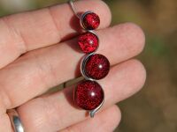 Ruby red dichroic glass  snake pendant