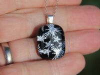 Silver star dichroic glass pendant