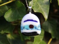 White, blue purple pattern bar slice pendant