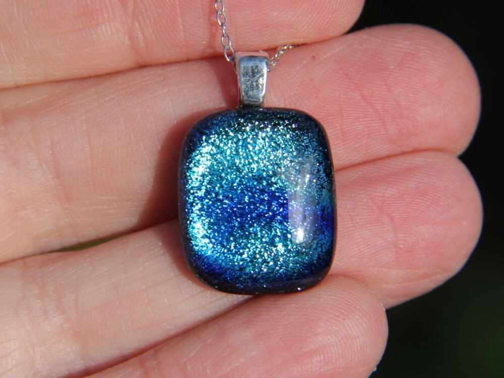 Small Two Tone Blue Dichroic Pendant