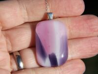 Pink, Purple  and White Fused Glass Pendant Necklace